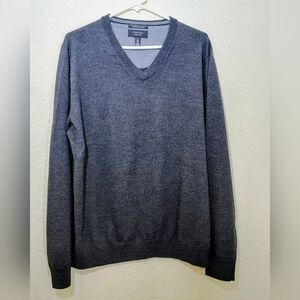 Nordstrom Men’s Shop Extra Fine Merino Wool V-Neck Sweater Gray | Size XL